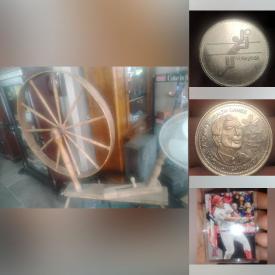 MaxSold Auction: This online auction features circulated coins from Canada, US, Britain, Australia, France, Mexico, some vintage and sports trading cards, antique spinning wheel, and more!