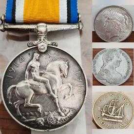 MaxSold Auction: This online auction features circulated & uncirculated coins, coin sets, military medals, vintage cap badges, and more!