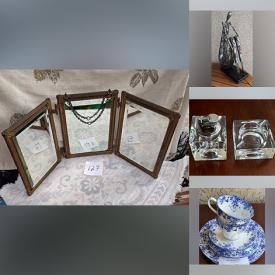 MaxSold Auction: This auction features Piano Rolls,  Jewelry, Glass Bonsai, TV, Alexa Devices, Blown Glass Vases, Figurines, Pottery Birdhouses, MCM Candleholders, Flatware, Trinket Boxes, Paintings, Dishes, Enamelware, Lampe Berger, Purses, Tea Set, Clock, Planter, Tea Cups, Burl Wood Bowl, Clothing and much much more!