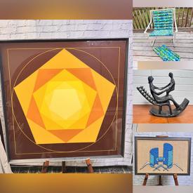 MaxSold Auction: This online auction features art glass, outdoor fountain, vintage patio furniture, vintage Pyrex, vintage glass/wood tables, vintage outdoor lights, vintage enamelware, espresso/saucer set, vintage toys, storage tubs, new shipping boxes, NIB Christmas inflatable, pet products, and more!