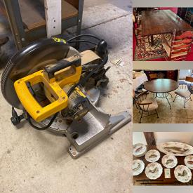 MaxSold Auction: This auction features Power Tools, Hand Tools, Upright Piano, Vintage Seating, Antique Cabinet, Terracotta Sculpture, Nesting Tables, Antique Dry Sink, Framed Art, Tea Pots, Dinnerware, Croquet Set, Pottery, Barware, Vintage Gauges, Books, Model Trucks, Cast Iron Banks, Patio Chairs, Steamer Trunk, Dolls, Quilts and much much more!