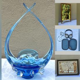 MaxSold Auction: This online auction features stained glass chandelier & light fixture, Trisha Romance prints, art glass, art pottery, costume jewelry, Satsuma jug, Wade tea figurines, Royal Doulton figurines, Depression glass, women’s clothing, crystal decanter, teacup/saucer sets, Hutschenreuther plates, beauty appliances, Hummels, Fenton glass, Sid Dickens tile, trinket boxes, vintage rattan table, watches, and more!