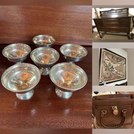 MaxSold Auction: This online auction features stair lift, vintage slag glass lights, perfume bottle, wood model ships, antique rocker, antique settees & chair, stamps, vanity sets, patio furniture, live plants, garden art, upright piano, desks, vintage parlor chairs, antique books, area rugs & runners, exercise equipment, sports equipment, games, spinning wheel, ping pong table, golf clubs, vintage sectional, vinyl records, calligraphy set, women’s clothing, garden tools, bike, lawn mower, tires, mini fridge, Sadler teapot, and more!