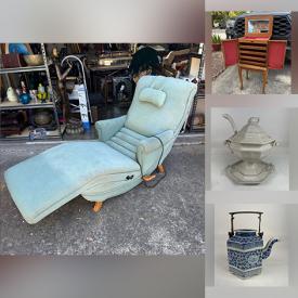 MaxSold Auction: This online auction features antique pendant, carnival glass, antique pottery, cranberry glass, art glass, S&P shakers, porcelain dolls, antique baskets, vintage posters, antique books, decorative plates, oil lamp, antique crystal decanter, wood carvings, stone carvings, art pottery, novelty teapot, MCM massage lounger, vintage jewelry armoire, and more!\n