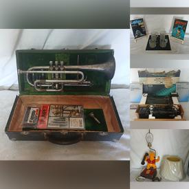 MaxSold Auction: This online auction features vintage trumpet, boxing gloves & bag, collector plates, sunglasses, vintage buttons, cookie jar, pet products, sports collectibles, Pokemon collectibles, Disney collectibles, sports trading cards, kid’s shoes, games, costume jewelry, kid’s sewing machine, wood carvings, men’s ties, tribal wall masks, children’s books, collector decanters, skateboards, sewing machine, razor scooters, and more!