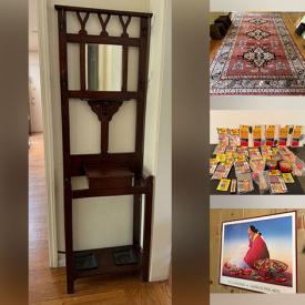 MaxSold Auction: This online auction features vintage Mexican pottery, antique oil lamp, games/cards, vintage writing desk, DVDs, office supplies, art pottery, teacup/saucer sets, art glass, collector plates, vintage ashtrays, area rugs, patio furniture, Depression glass, vintage books, and more!