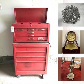 MaxSold Auction: This online auction features crystal decanter, planters, chandelier, Willow Tree figurines, home health aids, dining table & chairs, area rugs, outerwear, men’s & women’s clothing, mirrors, CDs, stereo components, desks & chairs, printer, costume jewelry, garden art, patio furniture, garden tools, lawnmower, power & hand tools, rolling tool chest, small kitchen appliances, bakeware, washer, dryer, crocks, heater, TVs, vinyl records, dehumidifier, fabric, and much, much, more!!!