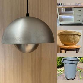 MaxSold Auction: This online auction features kitchen island, bakeware, small kitchen appliances, MCM pendant lamp, construction materials, antique stoneware crock, pet products, antique oak cabinet, garden tools, water toys, and more!