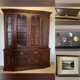 MaxSold Auction: This online auction features watches, gemstone & costume jewelry, dining table & chairs, J. Vandenbrick paintings, coins, archery bow & accessories, fishing gear, Hallmark & Kurt Adler ornaments, cookie jar, Bunnykins, collector plates, and more!
