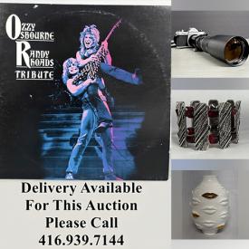 MaxSold Auction: This online auction features art pottery, art glass, Royal Doulton figurines, Lladro figurine, vintage decanter, cameras & lenses, Jonna White prints, silver, gold & costume jewelry, coins, stereo components, vinyl records, and more!