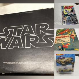 MaxSold Auction: This online auction features vinyl records, brass collectibles, Depression glass, vintage magazines, movie posters, games, Funko Pops, vintage books, model kits, comics, NIP Hot Wheels, comics, Star Trek collectibles, die-cast vehicles, new Happy Meal toys, sports trading cards, and more!