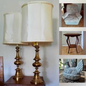 MaxSold Auction: This online auction features baker’s rack, blanket box, side chairs, upright freezer, tiled top dresser, mirrors, bookshelves, brass lamps, microwave, teak furniture, and more!
