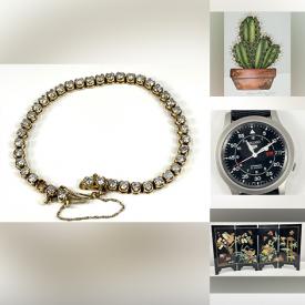MaxSold Auction: This online auction features gold & silver jewelry, cameras, coins, watches, lacquer screen, art glass, costume jewelry, small kitchen appliances, beauty appliances, area rug, Japanese Embroidery wall art, Karyn Frances Gray artwork, and more!