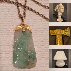 MaxSold Auction: This Charity/Fundraising Online Auction features gold, silver & gemstone jewelry, Robert Bateman print, silk fabric, perfume bottles, teacup/saucer sets, costume jewelry, contemporary grandfather clock, Russel Wright pottery, art pottery, planters, small kitchen appliances, transferware, new bathroom sink, women’s clothing, puzzles, Evesham, art glass, uranium glass, vintage marbles, and more!