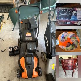 MaxSold Auction: This online auction features glass/metal desks, wheelchair, floor lamps, bikes, garden tools, lawnmowers, amp, fitness gear, games, art glass, robot vacuum, vintage Pyrex, Mexican ceramics, watches, telescope, sewing machine, small kitchen appliances, guitars, mini fridge, live plants, TV, futon, exercise equipment, 4 poster bed, office chairs, and more!n