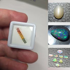 MaxSold Auction: This online auction features jade ring, and loose gemstones such as tanzanian, topaz, sapphires, rubies, opals, citrines, tourmalins, moganites, peridots, garnets, alexandrites, amethyst, moonstones, zircon, and more!