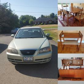 MaxSold Auction: This online auction features Hyundai Elantra, angel figurine collection, costume jewelry, perfume bottles, yarn, cookie jar, MCM furniture, collector plates, art glass, steins, model ships, area rugs, Christmas village, teacup/saucer sets, SnowBabies, vintage porcelain dolls, sectional sofas, blue/white porcelain figurines, electric fireplace, small kitchen appliances, BBQ grill, patio furniture, planters, garden art, garden tools, snow blower, ladders, canning jars, power & hand tools, snowshoes, upright freezer, refrigerator, sewing machines, collector spoons, folding bike, generator, and more!