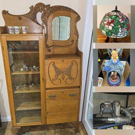 MaxSold Auction: This online auction features area rug, mantel clock, women’s shoes, security safes, roll-top desk, stained glass lamp, office supplies, beauty products & appliances, antique highboy, coins, barrister bookcases, watches, sports trading cards, sterling jewelry, secretary desk, yard tools, mower, garden art, vintage slot machine, small kitchen appliances, fitness gear, power & hand tools, Jim Shore figure collection, Pez dispenser collection, video game console & games, window AC unit, DVDs, desks, storage bins, camping gear, skis, steins, sports collectibles, and much, much, more!!!