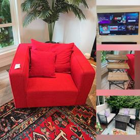 MaxSold Auction: This online auction features area rugs sectional sofa, metal wall art, TV, faux plants, guitar, small kitchen appliances, bar stools, foosball table, patio furniture, fire pit, MCM credenza, daybed, desk & chair, mirrors, glass-top tables, and more!