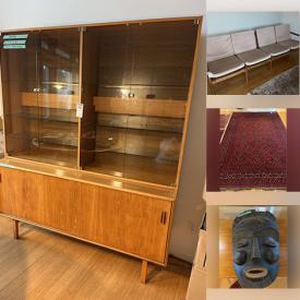 MaxSold Auction: This auction features Danish Teak Sofa, MCM Coffee Table, Framed Artwork, Wool Rugs, Dinnerware, Leather Chair,  Pottery,  Dinnerware Sets, Portable Air Conditioner, Sewing Machine, Cabinets, Carved Mask , BBQ and much much more!