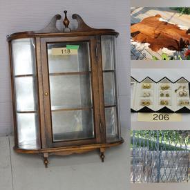 MaxSold Auction: This online auction features antique mirror, live plants, antique curio cabinet, antique yoke, yarn, enamelware, vintage tools, vintage tins, men’s shoes, games, antique hockey game, costume jewellery, banknotes, perfume bottles, bird figure collection, dash camera, watches,  marbles, Legos, Maiolica vase, and more!