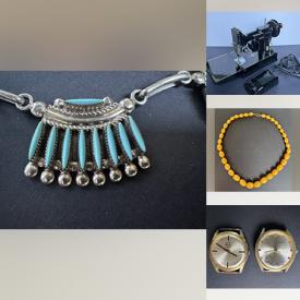 MaxSold Auction: This online auction features vintage sewing machine, gold & silver jewelry, collector spoons, watches, Swarovski jewelry and more!
