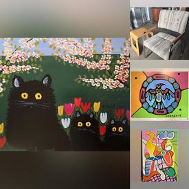 MaxSold Auction: This auction features Coffee Table, Art Prints, Arm Chairs, Blown Glass, Stacking Chairs, Lamps, Table and much much more!