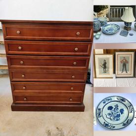 MaxSold Auction: This online auction features cloisonne jar, antique books, decorative plate, small kitchen appliances, hand-colored engravings, antique secretary desk, vintage brass wall sconces, Delft tiles, hand tools, hardware, TV, wooden farm table, and more!
