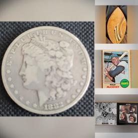 MaxSold Auction: This online auction features sports trading cards, sports equipment, chandelier, vinyl records, golf clubs, coins, bike, sports collectibles, matchbook collection, skimboard, Legos, and more!\n