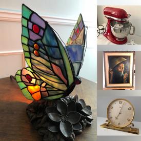 MaxSold Auction: This online auction features small kitchen appliances, perfume bottle, Laurentian pottery, art glass, stained glass lamps, Indigenous art, Helga Mader pottery, Sentry safe, art pottery, vintage tools, cantilever chairs, garden art, and more!