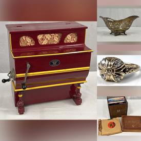 MaxSold Auction: This online auction features gold, gemstone, & costume jewelry, coins, banknotes, loose gemstones, watches, Roseville pottery, table lighter, Hummel figures, vintage Mattel dolls, vintage books, vintage toys, vinyl records, collector Barbies, Star Trek & Star Wars collectibles, vintage street organ, NIB die-cast vehicles, and more!