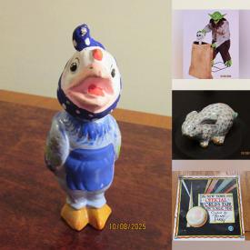 MaxSold Auction: This online auction features silver & costume jewelry, watches, antique print, coins, medallions, art glass, metal etching, TV, antique pewter, art pottery, collectible figurines, and more!\n