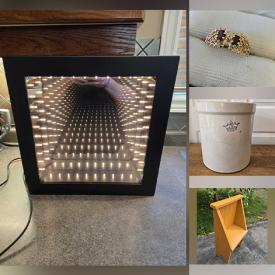 MaxSold Auction: This online auction features Fenton glass, art glass, gemstone & costume jewelry, perfume bottle, watches, antique crock, art pottery, office supplies, infinity mirrored light, vintage books, toys, children’s books, Legos, puzzle, game, Casio keyboard, exercise equipment, DVDs, and more! n