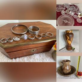 MaxSold Auction: This auction features Antique Clock, Brass, Candle Holders, Silver Plate, Harmonicas, Metal Tins, Decorative Decor, Dolls, Wood Carvings, Legion Pin Vest, Postcards, Diecast Cars, Costume Jewelry, Bennington Pottery, Baskets, Plates, Serving Pieces, Stemware, Bose Radio  and much much more!