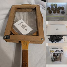 MaxSold Auction: This online auction features coins, buttons, vintage book, Indigenous artwork, POP! Star Wars collectibles, beauty appliances, fabric, laptops, decorative teapot, antique tennis racket, vinyl records, women’s clothing, pet products, and more!