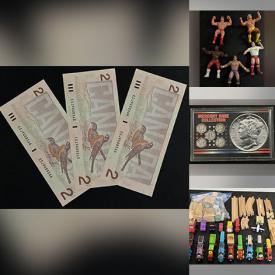 MaxSold Auction: This online auction features coins, medallions, banknotes, NIB die-cast vehicles, Disney cars, Magic: The Gathering cards, Pokemon cards, sports trading cards, video games, wooden train set, stamps, wood carvings, and more!