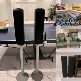 MaxSold Auction: This online auction features Ethan Allen dining table & chairs, Gresham House sectional sofa, platform bed, ping pong table, air hockey table, electric heaters, plasma TV, exercise equipment, fitness gear, mini fridge, small kitchen appliances, stereo components, modular desk/workstation, area rugs, patio furniture, pet products, bike, snowshoes, and more!