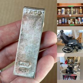 MaxSold Auction: This online auction features silver, gold, & costume jewelry, watches, oak dining table & chairs, area rug, carnival glass, brass collectibles, office supplies, soapstone carvings, collector plates, teacup/saucer sets, steins, German shrunk, rehab wheelchair, perfume bottles, men’s clothing & shoes, upright freezer, hospital bed, printer, vinyl records, games, TVs, leather sculpture, sewing machines, small kitchen appliances, souvenir spoon collection, walking stick collection, inversion table, beer bottle, can & glass collection, DVDs, power & hand tools, fishing gear, exercise equipment, chainsaw, coins, garden tools, pressure washers, generator, snow blower, garden art, patio furniture, and much, much, more!!!