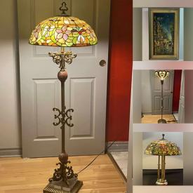 MaxSold Auction: This online auction features Fat Lava vase, decorative plates, stained glass lamps, teacup/saucer sets, collector plates, garden art, mantle clock, antique chairs, vintage typewriter, art glass, and more!