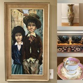 MaxSold Auction: This online auction features vintage B&G figurine, Belleek, art glass, antique Satsuma vase, antique framed artwork, decorative plates, Napoleon Orda lithographs, vintage Stiffel lamp, silver & costume jewelry, Swarovski jewelry, watches, teacup/saucer sets, Hoselton sculpture, stained glass bowls, and more! n
