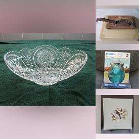 MaxSold Auction: This online auction features action figures, puzzles, perfume bottle, DVDs, new women’s socks & leggings, cast-iron toy, duck decoy, games, decanter set, soapstone carvings, pinwheel crystal, RC toys, antique tobacco cutters, outerwear, and more!