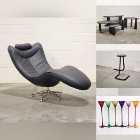 MaxSold Auction: This online auction features novelty lamps, cantilever chairs, vinyl records, art glass, Togo-style sofa, vintage paperclip stool, vintage kidney bean tables, vintage bar trolleys, mantel clocks, ceramic sculptures, espresso cups/saucers, and more!