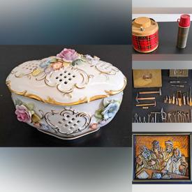 MaxSold Auction: This online auction features art books, skis, art glass, men’s hats & clothing, Rosenthal figurine, Hutschenreuther figurine, TVs, metal lunchbox, vinyl records, vintage tools, hand tools, painting supplies, office supplies, garden tools, First Day covers, CDs, stoneware carvings, cameras, home electronics, speakers, planters, wood carvings, Judaica, Ecuadorian art & objects, women’s clothing, watches, airbed, winter tires, vanity, desk, area rug, snowboard, pet products, sports collectibles, fishing gear, and more!