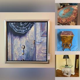 MaxSold Auction: This online auction features planters, fitness gear, office chairs, desk, room divider, DVDs, Blu-Rays, men’s clothing antique chair, neon light, area rugs, antique blanket box, David Bernett sculpture, TV, costume jewelry, Sentry safe, HR Quimper plates, framed original artwork, art glass, glass/metal tables, Lladro figurines, perfume bottles, golf clubs, pet products, wood carvings, patio furniture, garden art, rooster collection, bar chairs, small kitchen appliances, printer, and more!