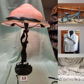 MaxSold Auction: This online Charity/Fundraising Online Auction features antique table mirror, vintage village house & accessories, Art Deco lamp, art pottery, games, Venetian masks, art glass, hand knit sweaters, decanter set, Madame Alexander dolls, stein, Keepsake ornaments, bike, fabric, stained glass lamp, and more!