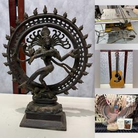 MaxSold Auction: This online auction features CDs, DVDs, vinyl records, video game consoles, printers, stoneware, art glass, small kitchen appliances, mantle clock, stein, golf clubs, sports equipment, kids costume, fabric, power & hand tools, art pottery, comics, sports collectibles, stained glass lamp, Depression glass, wood carvings, crystal vases, guitar, stoneware, Roseville & Hull pottery, digital piano, TVs, train set, vintage kitchen primitives, oil lamps, and much, much, more!!!