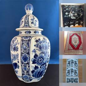 MaxSold Auction: This online auction features art glass, blue & white dishware, teacup/saucer sets, temple jars, decorative plates, glass/metal dining table, area rug, vintage transferware, planters, sunburst wall mirror, room divider, Folk Art collectibles, Mexican clay figurines, fabric, wall masks, vintage Chinese puppets, engraved stones, temple rubbings, oil lamps, area rugs & runners, and more!
