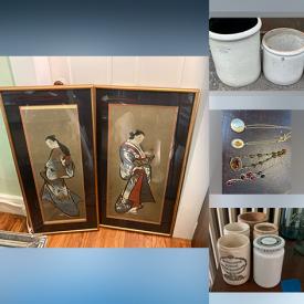 MaxSold Auction: This online auction features stoneware crocks, vintage tins & bottles, teacup/saucer sets, Trail of Painted Ponies, vintage cast iron trivets, birthday angels, costume jewelry, fabric, sewing supplies, art & craft stamps, quilt, children’s books, movie posters, victrola credenza, framed artwork, decanters, antique armoire & vanity, sewing machine, garden tools, chainsaws, and more!