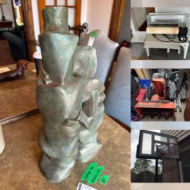 MaxSold Auction: This online auction features planters, crocks, Kathryn Hogg sculpture, antique sewing machine, patio furniture, BBQ grill, garden tools, lawn mowers, chainsaw, small kitchen appliances, driveway basketball hoop, exercise equipment, ashtray stand, air compressor, chandelier, women’s shoes, desk & chair, snowblower, gold jewelry, area rug, and more!