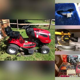 MaxSold Auction: This online auction features riding mower, chainsaws, power & hand tools, hardware, air compressors, pressure washer, rolling tool chests, garden tools, ladders, snow blower, lawnmower, gold, silver, & costume jewelry, watches, vintage ashtrays, antique settee, area rug, lighter collection, desk, Swarovski figurine, art glass, small kitchen appliances, collector tins, vintage Pyrex, skis, beauty appliances, men’s & women’s clothing & shoes, outerwear, TVs, sports apparel, vinyl records, exercise equipment, sewing machine, games, office supplies, desks & chair, guitar, printer, stereo components, train buildings, drum set, patio furniture, and much, much, more!!!